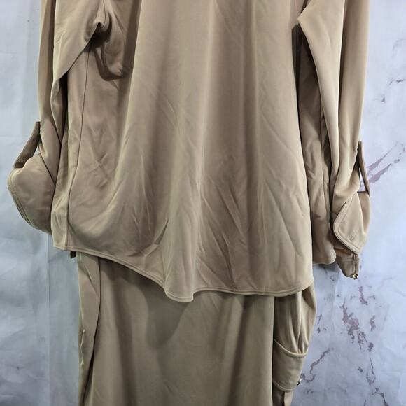 LRL Ralph Lauren Skirt Set Womens XL 2X Tan Beige Button Up Outfit Two Piece - Picture 10 of 16